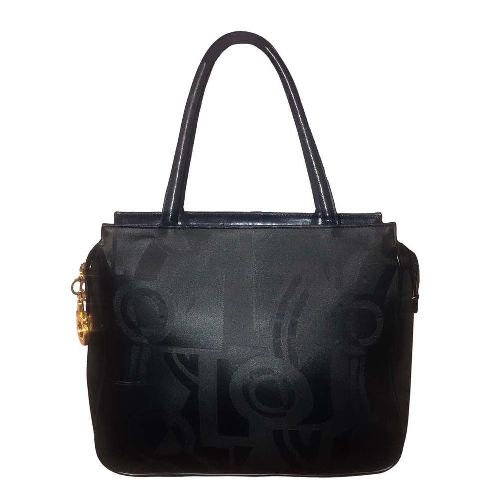 SALVATORE FERRAGAMO Black Men’s Work Bag w Oversized Gold Plated Zipper Pull